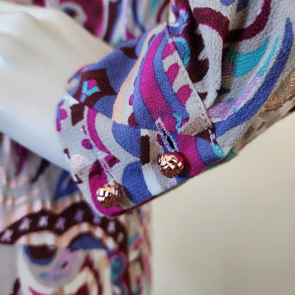 Soft Surroundings Maxi Dress Women's M Palermo Soho Long Sleeve Multi-Color Boho - Picture 9 of 10